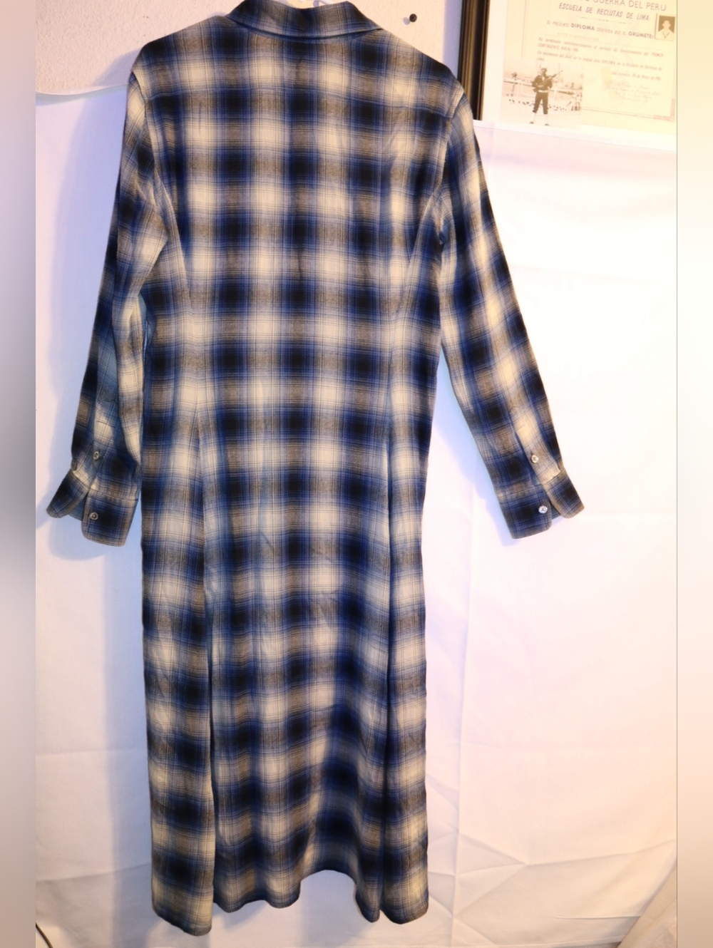 Polo Ralph  Stephanie Lauren Plaid Twill Shirt Dress Blue Plaid Size 8 - Picture 9 of 12